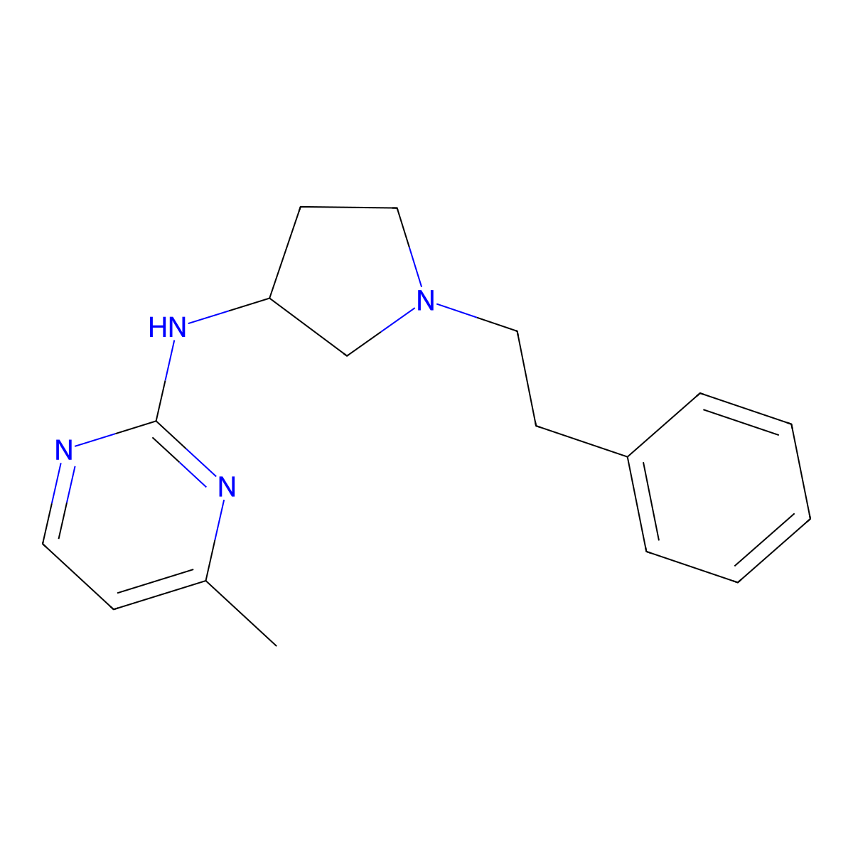 4-methyl-N-[1-(2-phenylethyl)pyrrolidin-3-yl]pyrimidin-2-amine molecular structure, CAS 3030778-93-6