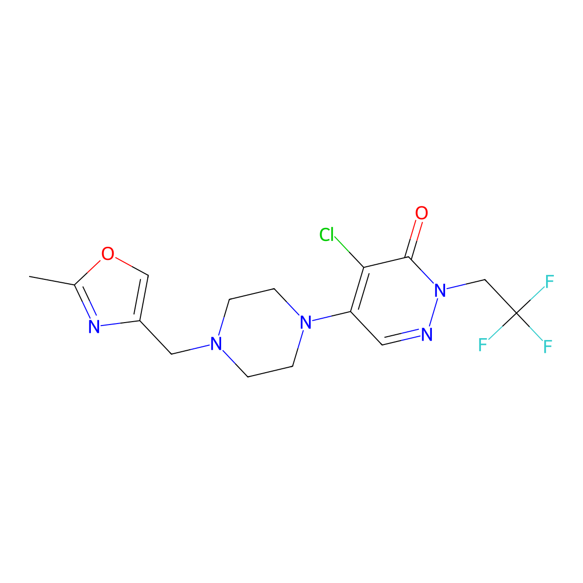 4-Chloro-5-{4-[(2-methyl-1,3-oxazol-4-yl)methyl]piperazin-1-yl}-2-(2,2,2-trifluoroethyl)-2,3-dihydropyridazin-3-one molecular structure, CAS 3030778-94-7