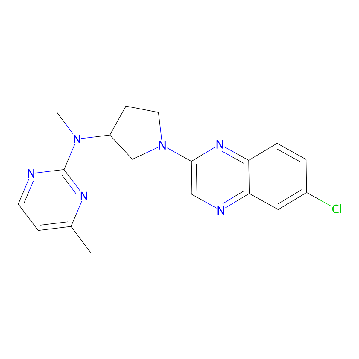 N-[1-(6-chloroquinoxalin-2-yl)pyrrolidin-3-yl]-N,4-dimethylpyrimidin-2-amine molecular structure, CAS 3030778-95-8