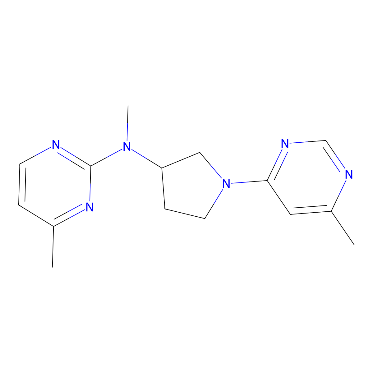 N,4-dimethyl-N-[1-(6-methylpyrimidin-4-yl)pyrrolidin-3-yl]pyrimidin-2-amine molecular structure, CAS 3030778-96-9