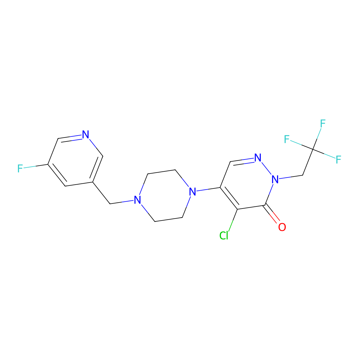 4-Chloro-5-{4-[(5-fluoropyridin-3-yl)methyl]piperazin-1-yl}-2-(2,2,2-trifluoroethyl)-2,3-dihydropyridazin-3-one molecular structure, CAS 3030779-00-8