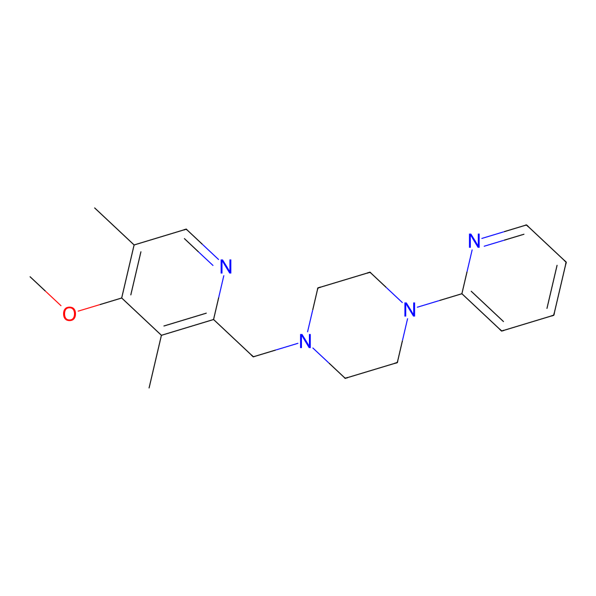 1-[(4-Methoxy-3,5-dimethylpyridin-2-yl)methyl]-4-(pyridin-2-yl)piperazine molecular structure, CAS 3030779-01-9