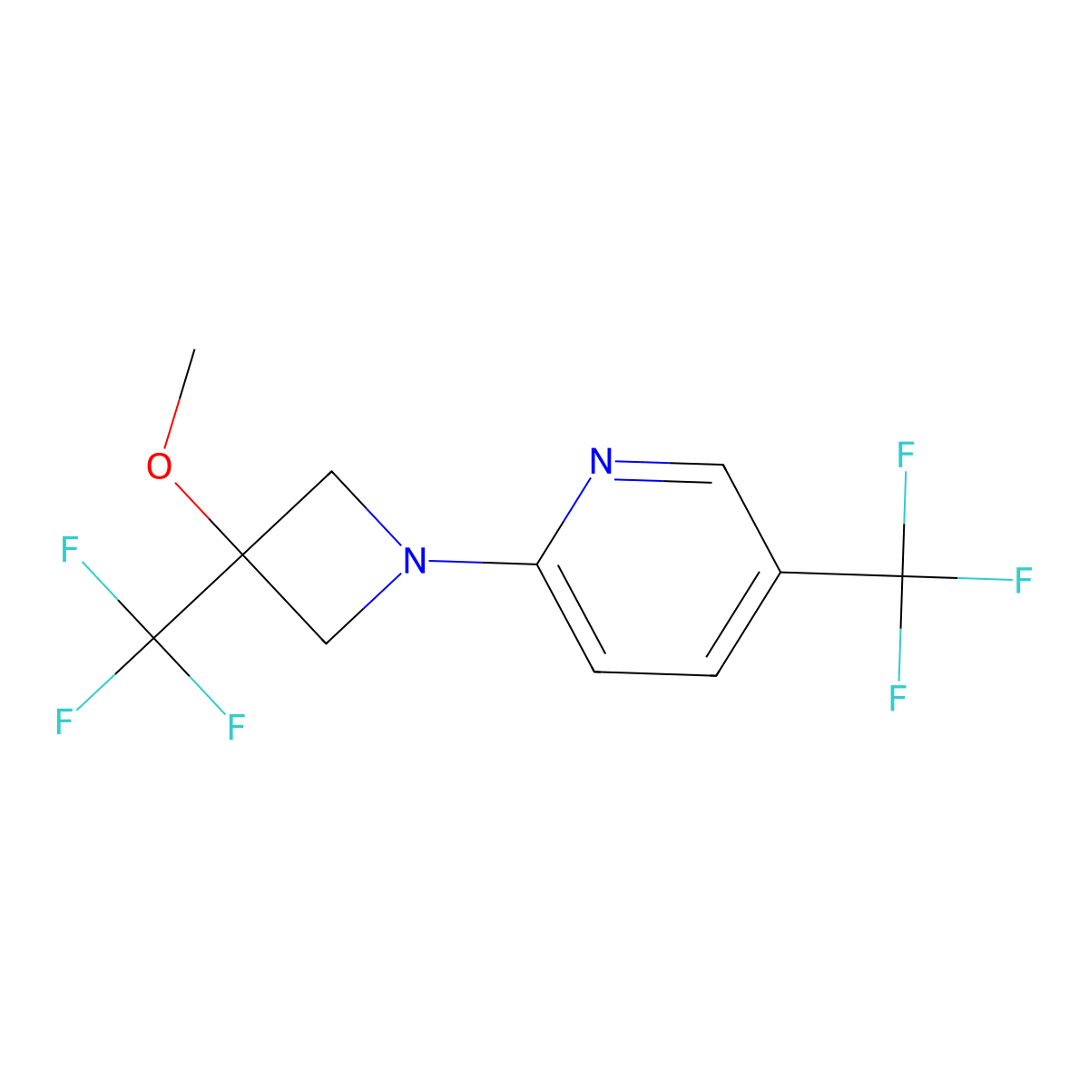 2-[3-Methoxy-3-(trifluoromethyl)azetidin-1-yl]-5-(trifluoromethyl)pyridine molecular structure, CAS 3030779-03-1