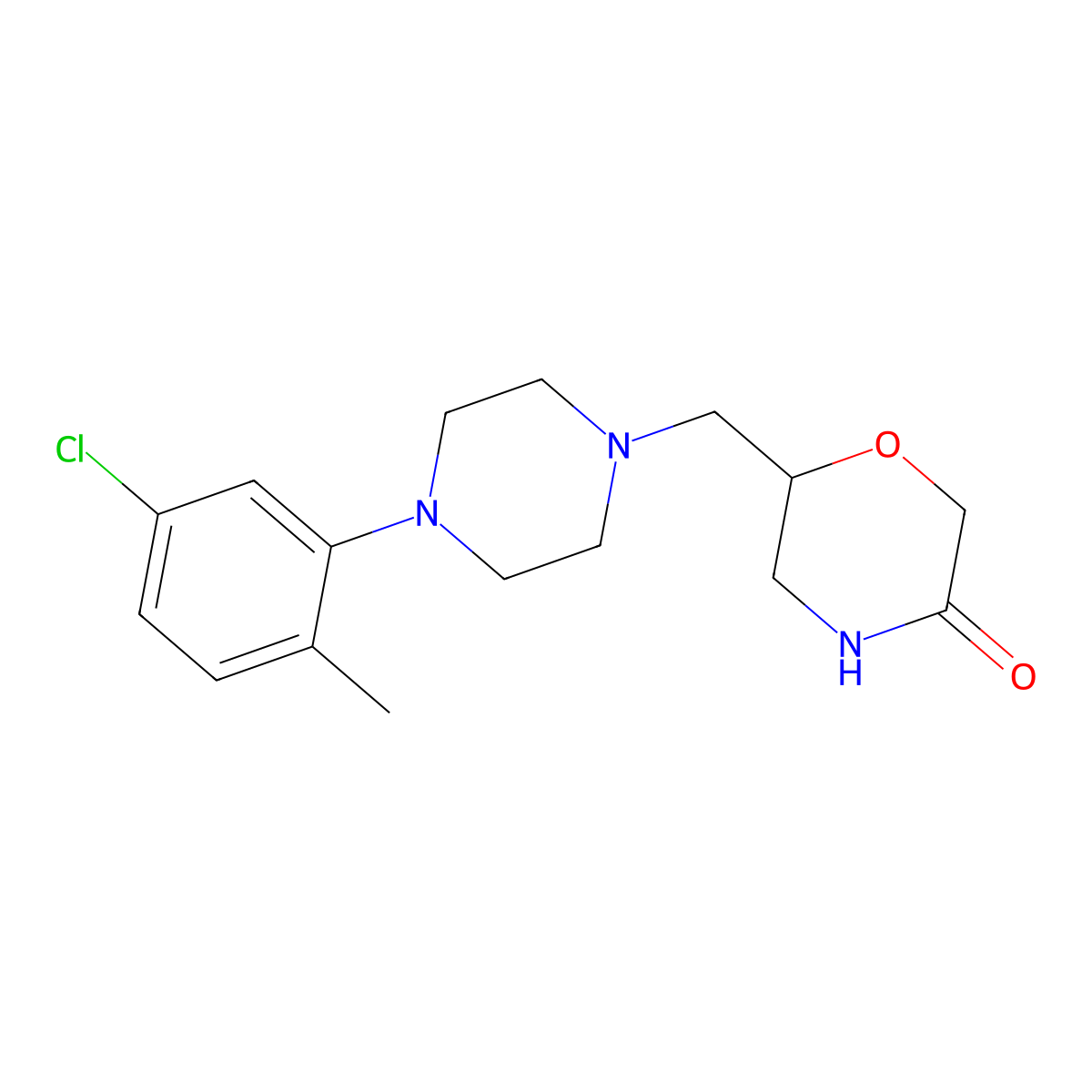 6-{[4-(5-Chloro-2-methylphenyl)piperazin-1-yl]methyl}morpholin-3-one molecular structure, CAS 3030779-04-2