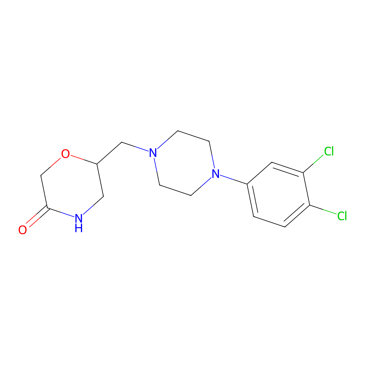 6-{[4-(3,4-Dichlorophenyl)piperazin-1-yl]methyl}morpholin-3-one molecular structure, CAS 3030779-10-0