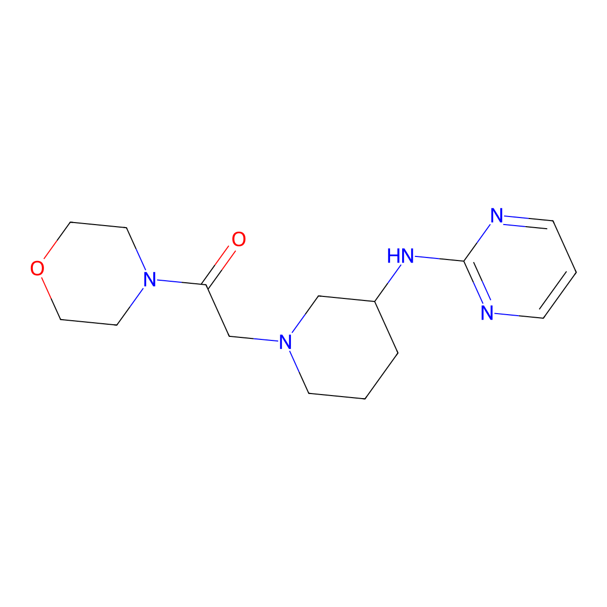 1-(Morpholin-4-yl)-2-{3-[(pyrimidin-2-yl)amino]piperidin-1-yl}ethan-1-one molecular structure, CAS 3030779-11-1