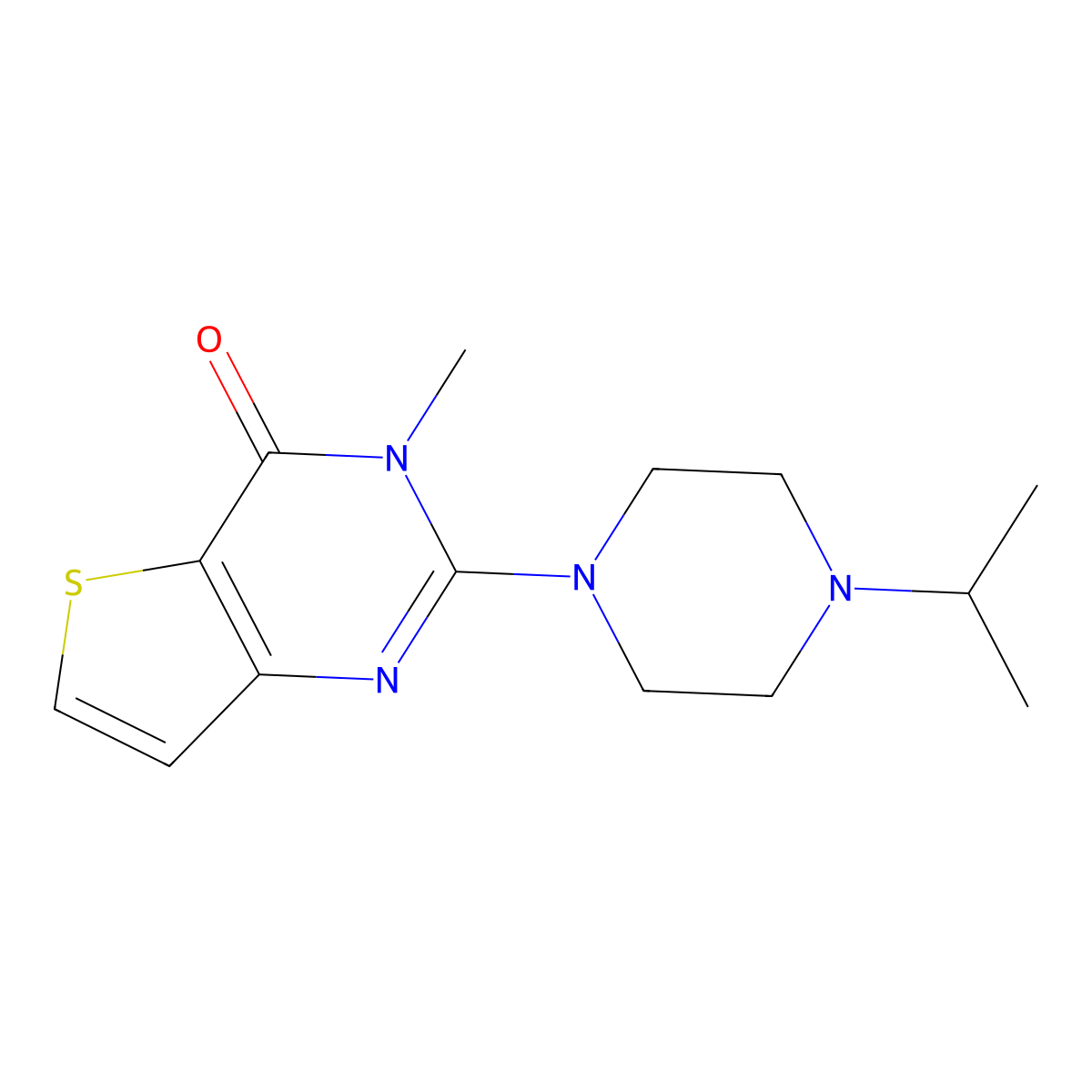 3-methyl-2-[4-(propan-2-yl)piperazin-1-yl]-3H,4H-thieno[3,2-d]pyrimidin-4-one molecular structure, CAS 3030779-13-3