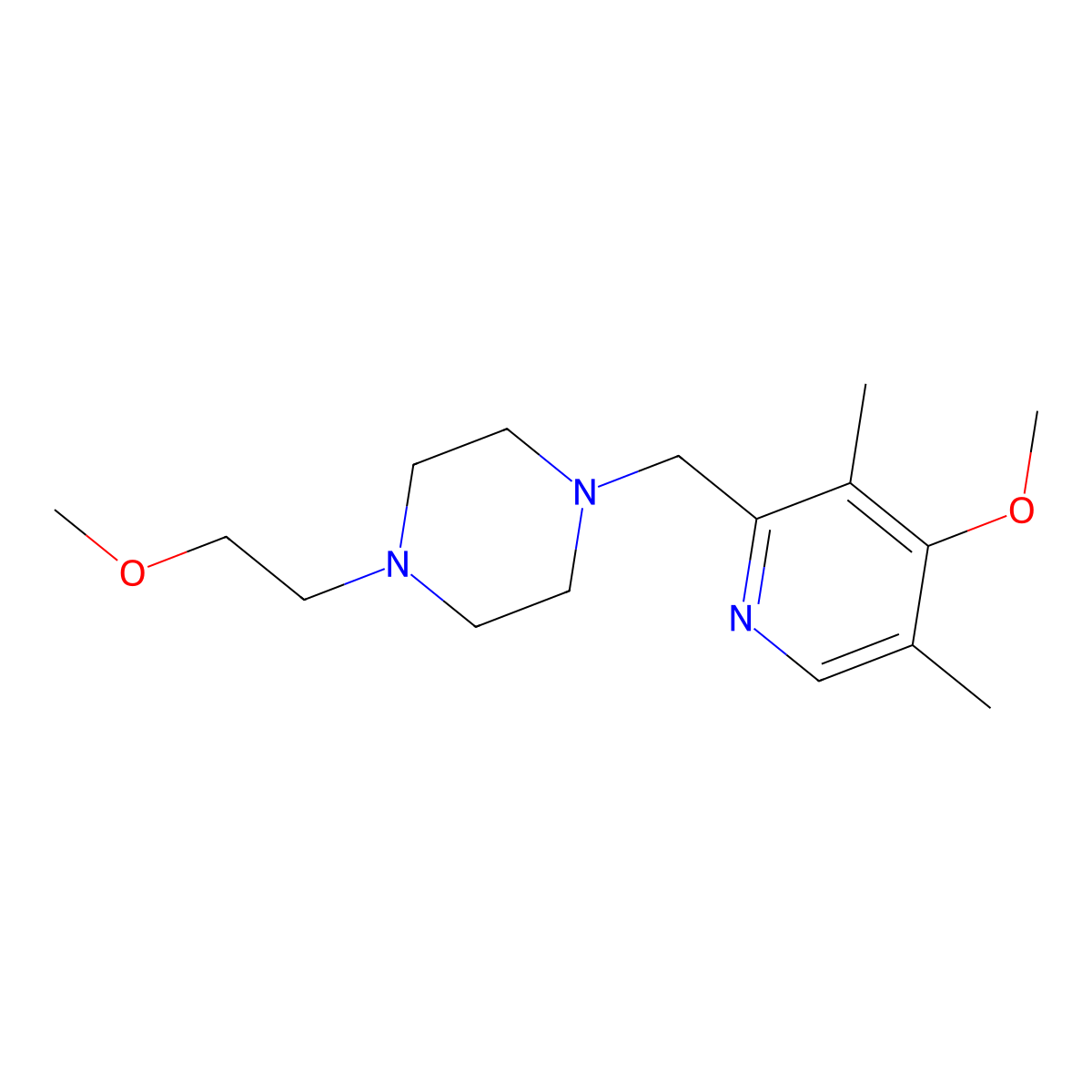 1-[(4-Methoxy-3,5-dimethylpyridin-2-yl)methyl]-4-(2-methoxyethyl)piperazine molecular structure, CAS 3030779-15-5