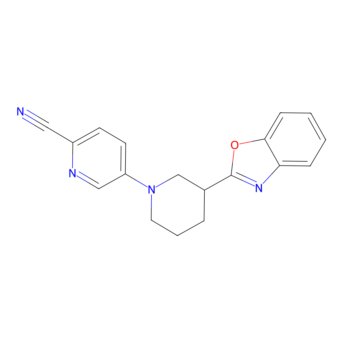 5-[3-(1,3-Benzoxazol-2-yl)piperidin-1-yl]pyridine-2-carbonitrile molecular structure, CAS 3030779-17-7