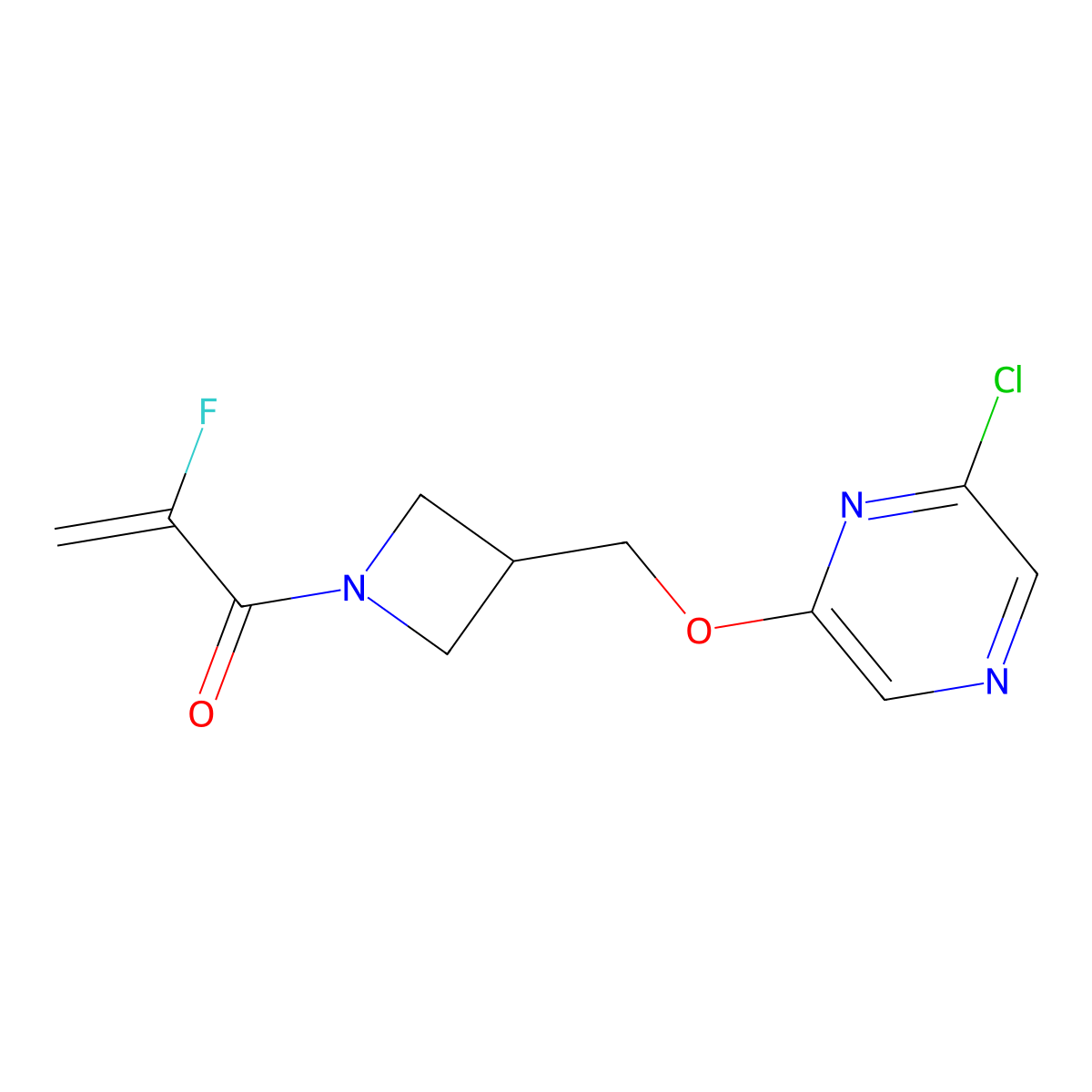 1-(3-{[(6-Chloropyrazin-2-yl)oxy]methyl}azetidin-1-yl)-2-fluoroprop-2-en-1-one molecular structure, CAS 3030779-22-4