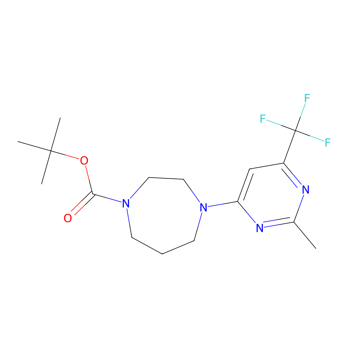 Tert-butyl 4-[2-methyl-6-(trifluoromethyl)pyrimidin-4-yl]-1,4-diazepane-1-carboxylate molecular structure, CAS 3030779-26-8