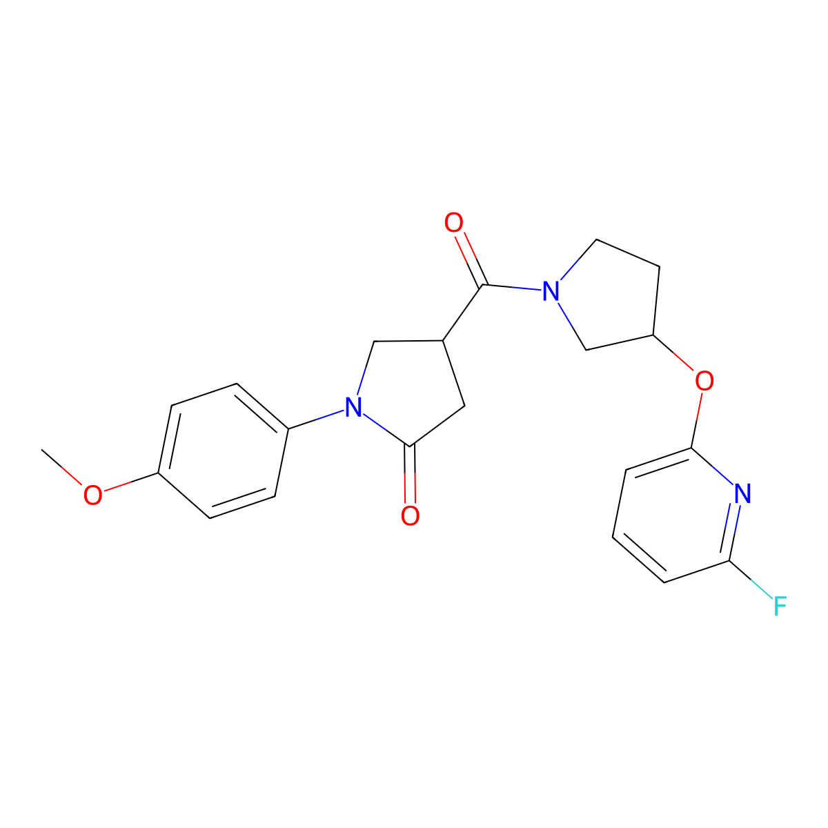 4-{3-[(6-Fluoropyridin-2-yl)oxy]pyrrolidine-1-carbonyl}-1-(4-methoxyphenyl)pyrrolidin-2-one molecular structure, CAS 3030779-28-0