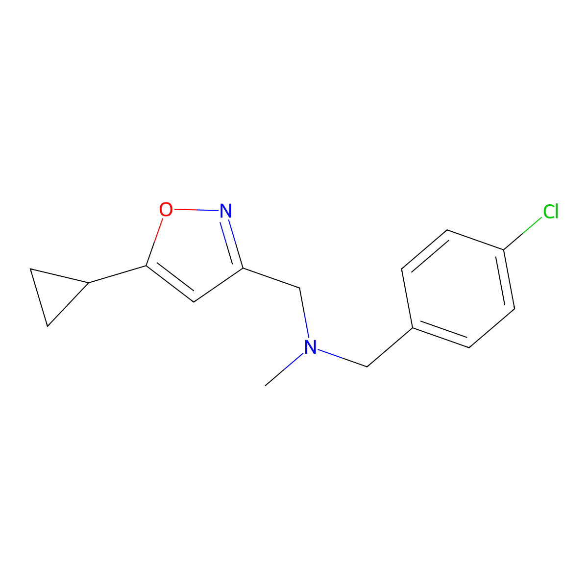 [(4-Chlorophenyl)methyl][(5-cyclopropyl-1,2-oxazol-3-yl)methyl]methylamine molecular structure, CAS 3030779-29-1