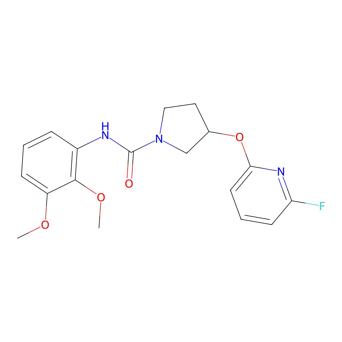 N-(2,3-dimethoxyphenyl)-3-[(6-fluoropyridin-2-yl)oxy]pyrrolidine-1-carboxamide molecular structure, CAS 3030779-37-1