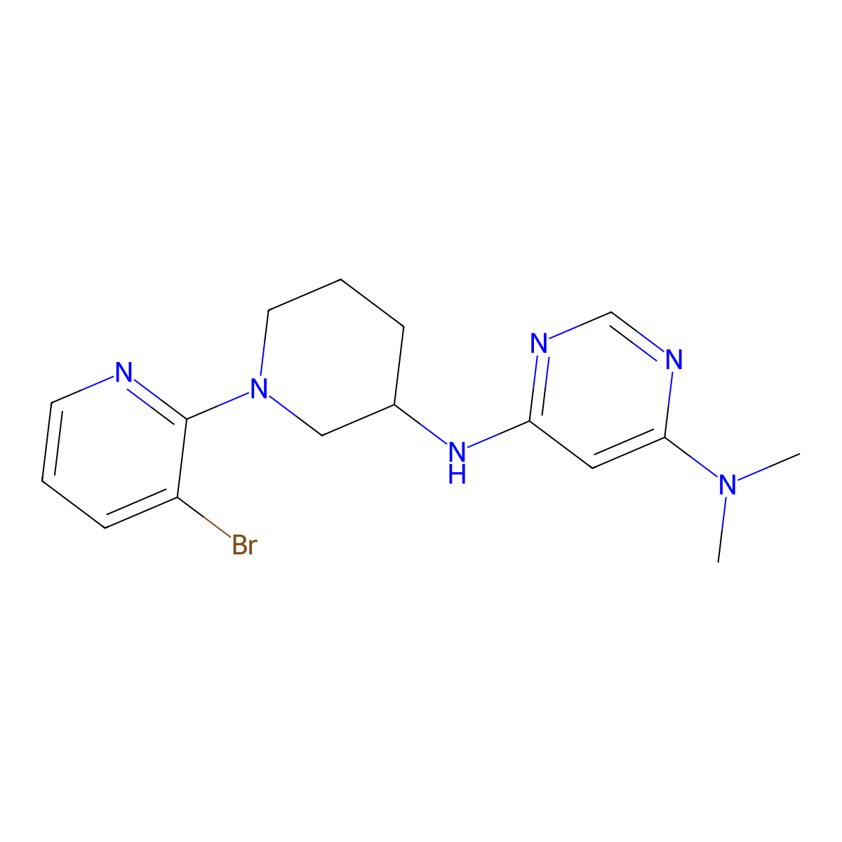 N6-[1-(3-bromopyridin-2-yl)piperidin-3-yl]-N4,N4-dimethylpyrimidine-4,6-diamine molecular structure, CAS 3030779-43-9