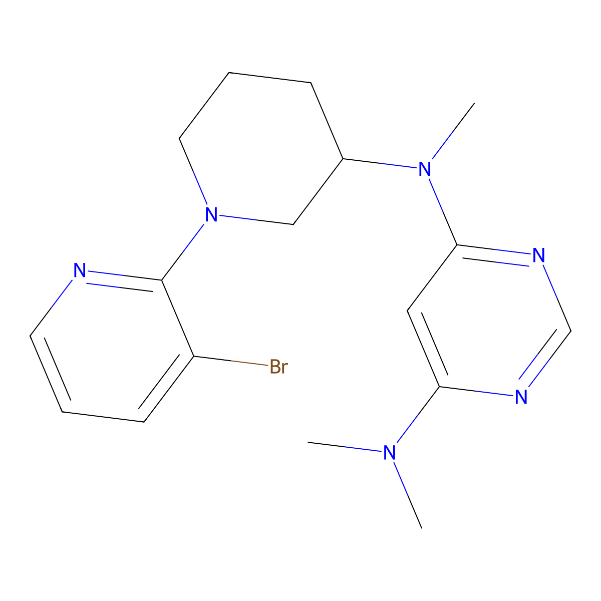 N4-[1-(3-bromopyridin-2-yl)piperidin-3-yl]-N4,N6,N6-trimethylpyrimidine-4,6-diamine molecular structure, CAS 3030779-46-2