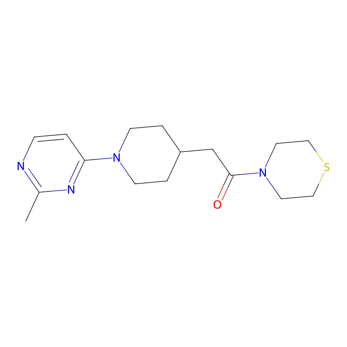 2-[1-(2-Methylpyrimidin-4-yl)piperidin-4-yl]-1-(thiomorpholin-4-yl)ethan-1-one molecular structure, CAS 3030779-53-1