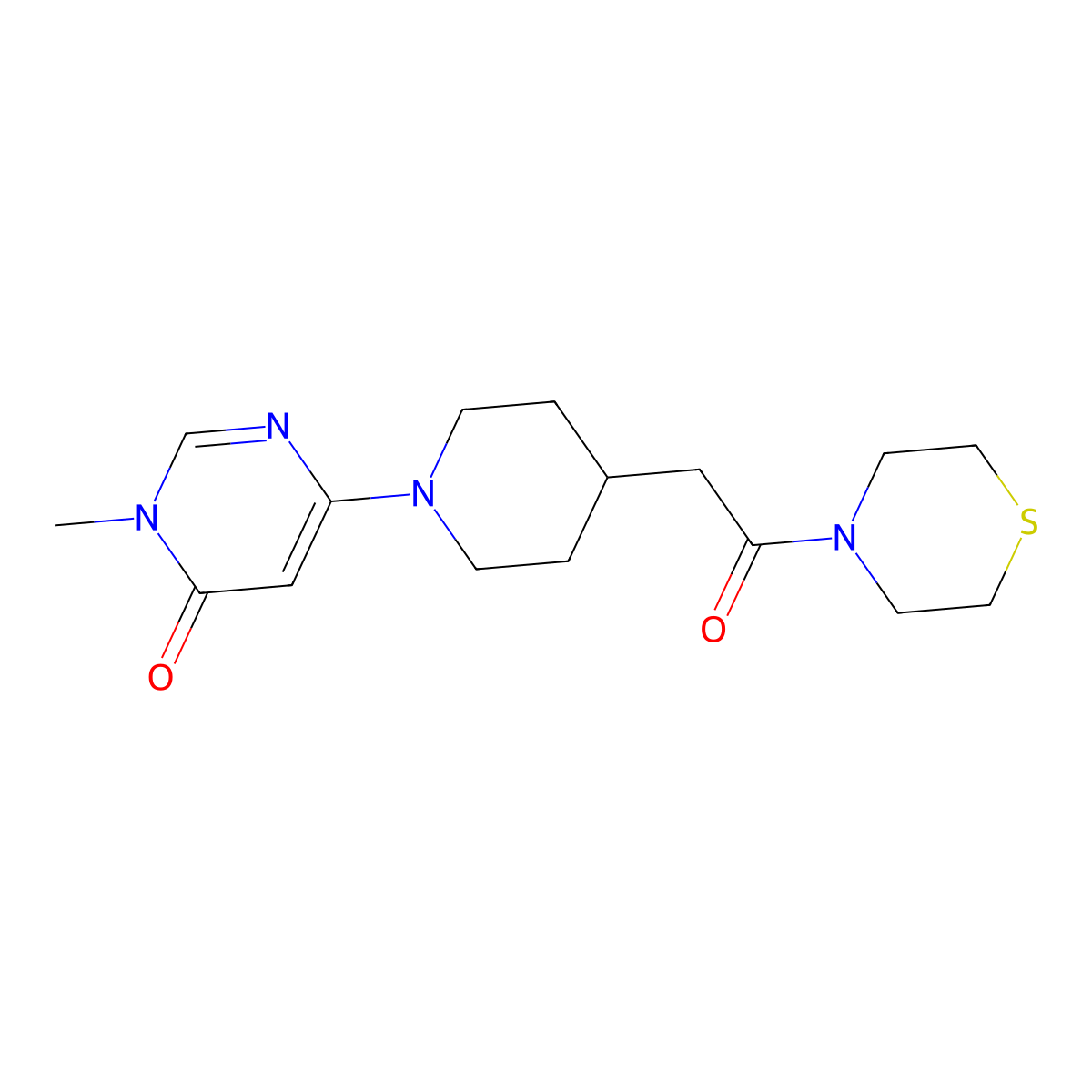 2-[1-(5-Methoxypyrimidin-2-yl)piperidin-4-yl]-1-(thiomorpholin-4-yl)ethan-1-one molecular structure, CAS 3030779-57-5