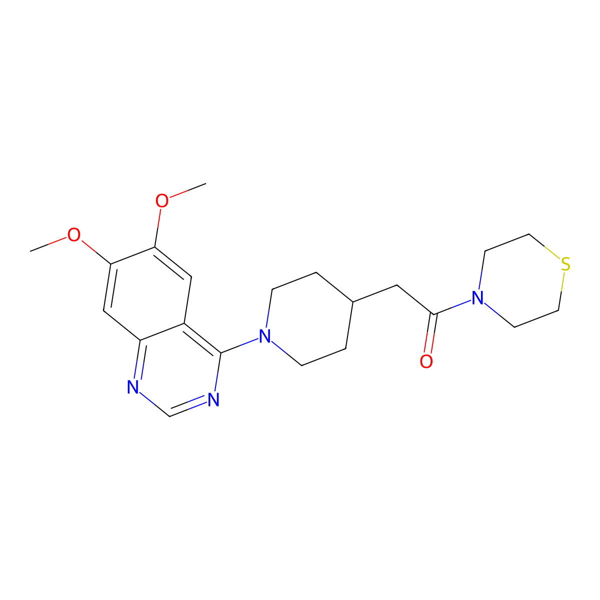2-[1-(6,7-Dimethoxyquinazolin-4-yl)piperidin-4-yl]-1-(thiomorpholin-4-yl)ethan-1-one molecular structure, CAS 3030779-62-2