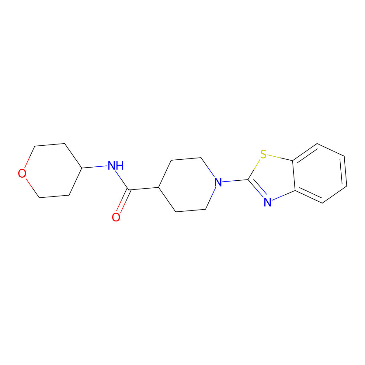 1-(1,3-benzothiazol-2-yl)-N-(oxan-4-yl)piperidine-4-carboxamide molecular structure, CAS 3030779-69-9