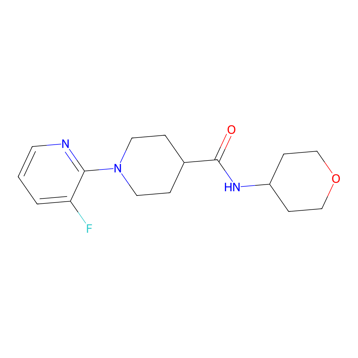 1-(3-fluoropyridin-2-yl)-N-(oxan-4-yl)piperidine-4-carboxamide molecular structure, CAS 3030779-72-4