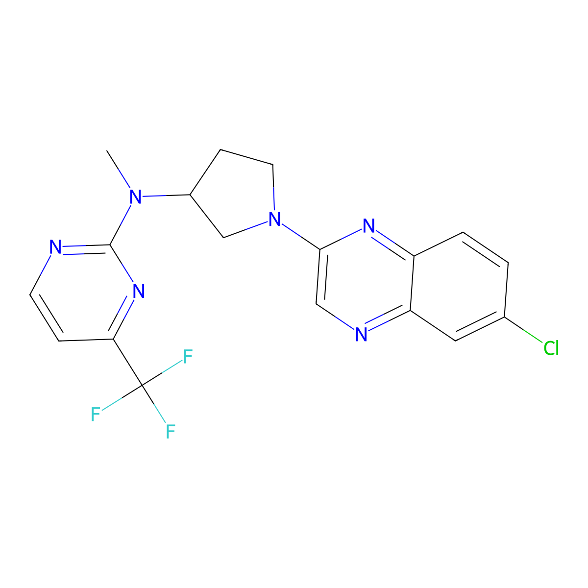 N-[1-(6-chloroquinoxalin-2-yl)pyrrolidin-3-yl]-N-methyl-4-(trifluoromethyl)pyrimidin-2-amine molecular structure, CAS 3030779-73-5