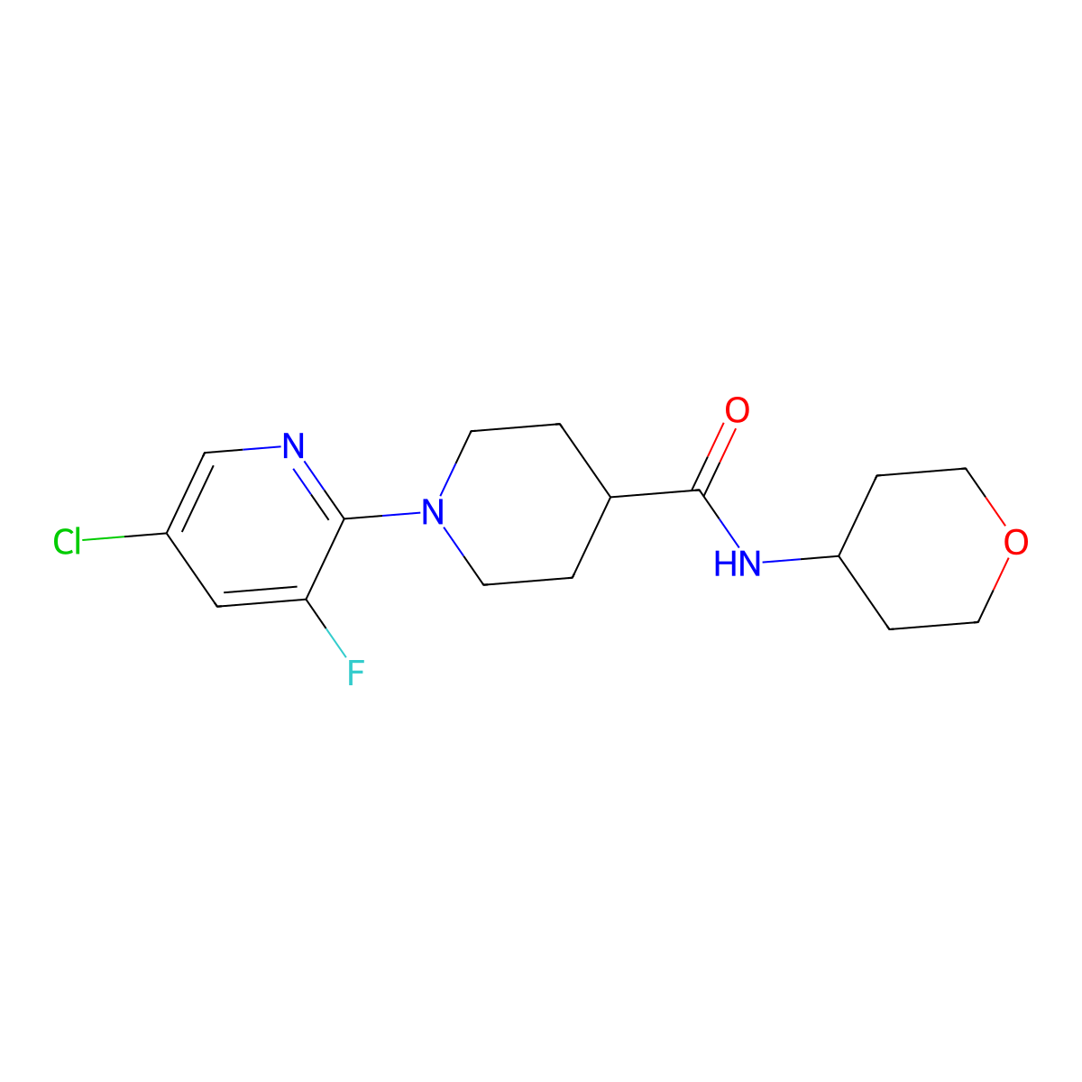 1-(5-chloro-3-fluoropyridin-2-yl)-N-(oxan-4-yl)piperidine-4-carboxamide molecular structure, CAS 3030779-76-8
