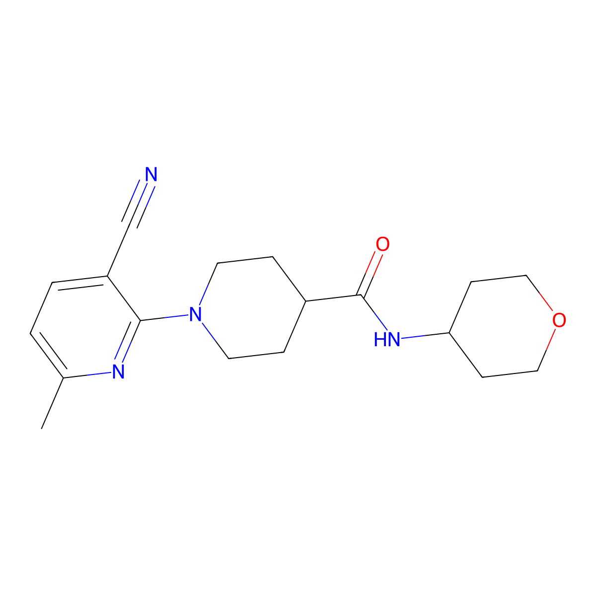 1-(5-cyanopyridin-2-yl)-N-(oxan-4-yl)pyrrolidine-3-carboxamide molecular structure, CAS 3030779-82-6