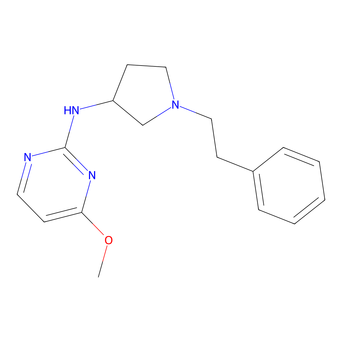 4-methoxy-N-[1-(2-phenylethyl)pyrrolidin-3-yl]pyrimidin-2-amine molecular structure, CAS 3030779-86-0