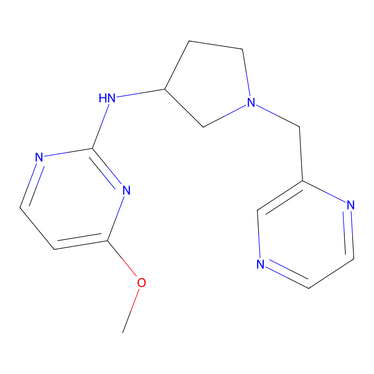 4-methoxy-N-{1-[(pyrazin-2-yl)methyl]pyrrolidin-3-yl}pyrimidin-2-amine molecular structure, CAS 3030779-89-3