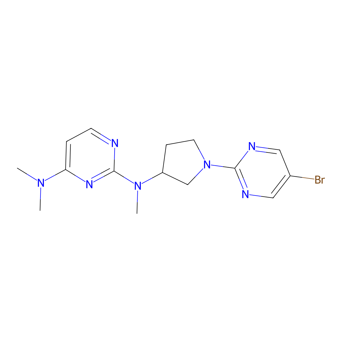 N2-[1-(5-bromopyrimidin-2-yl)pyrrolidin-3-yl]-N2,N4,N4-trimethylpyrimidine-2,4-diamine molecular structure, CAS 3030779-92-8