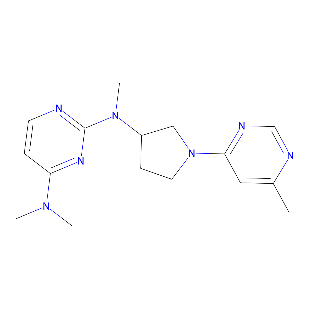 N2,N4,N4-trimethyl-N2-[1-(6-methylpyrimidin-4-yl)pyrrolidin-3-yl]pyrimidine-2,4-diamine molecular structure, CAS 3030779-94-0