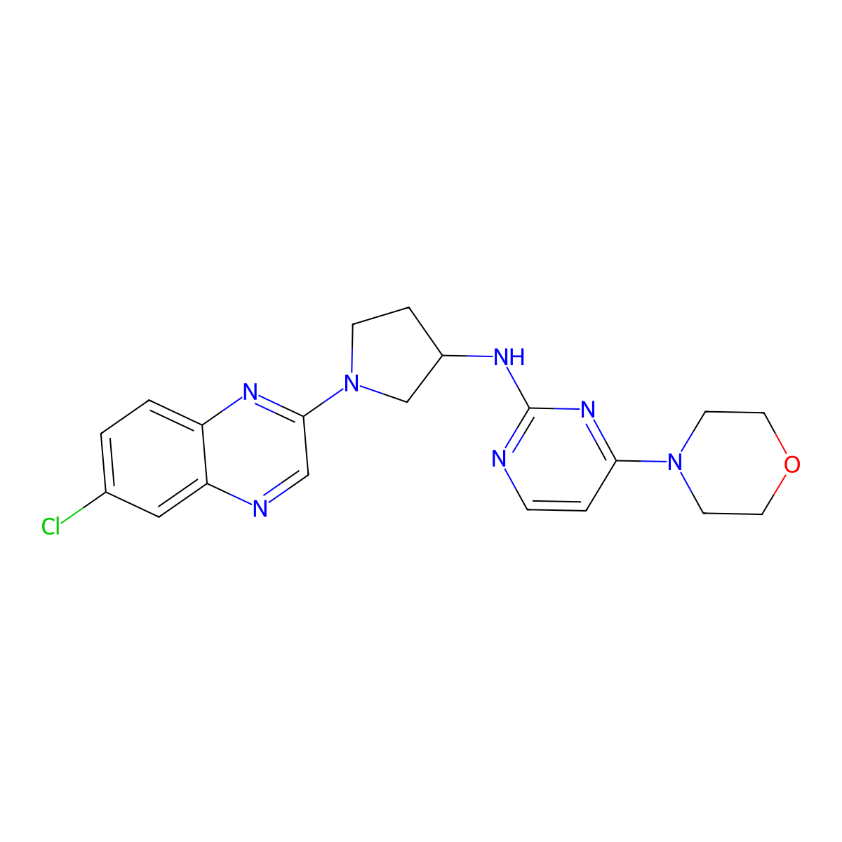 N-[1-(6-chloroquinoxalin-2-yl)pyrrolidin-3-yl]-4-(morpholin-4-yl)pyrimidin-2-amine molecular structure, CAS 3030779-98-4