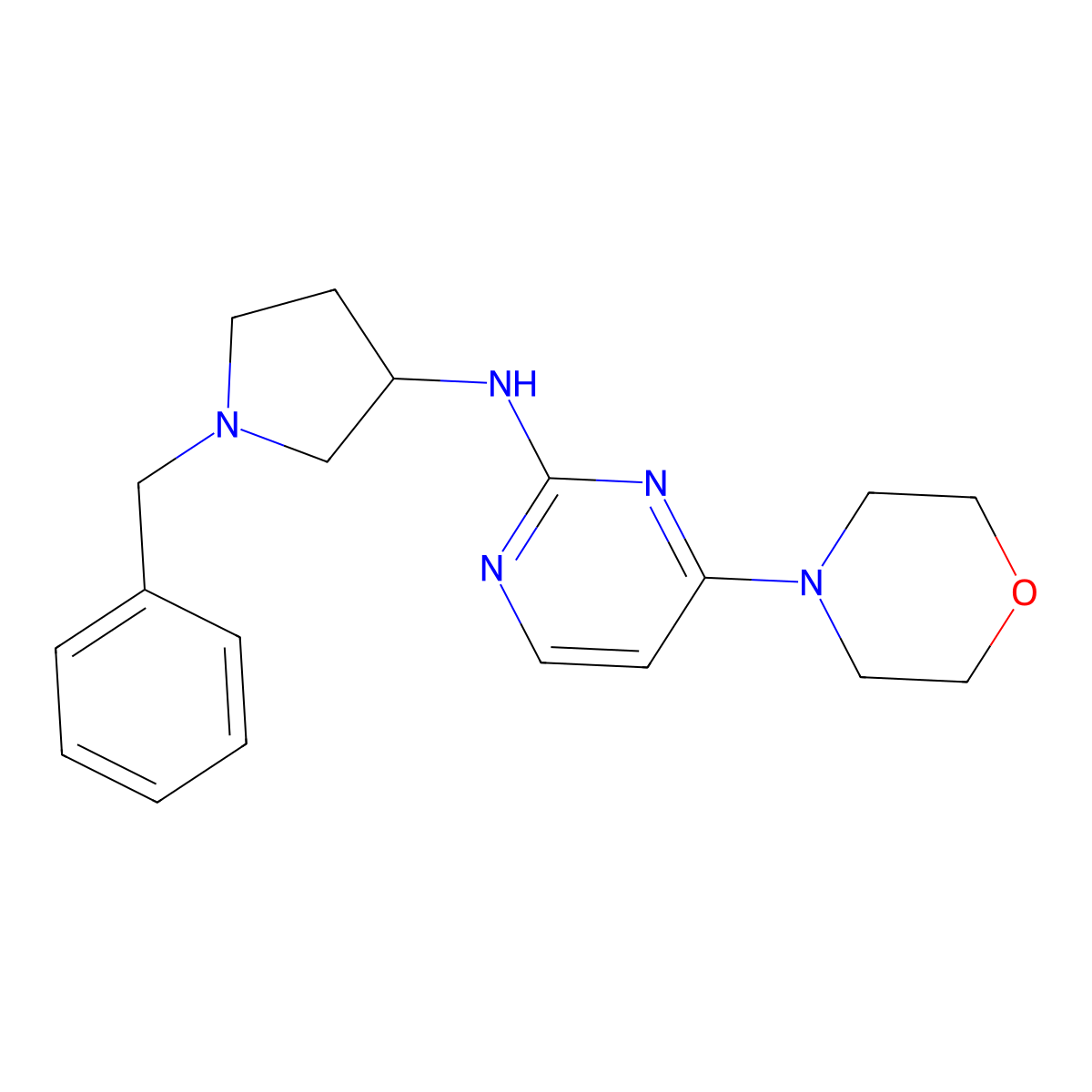 N-(1-benzylpyrrolidin-3-yl)-4-(morpholin-4-yl)pyrimidin-2-amine molecular structure, CAS 3030780-01-6