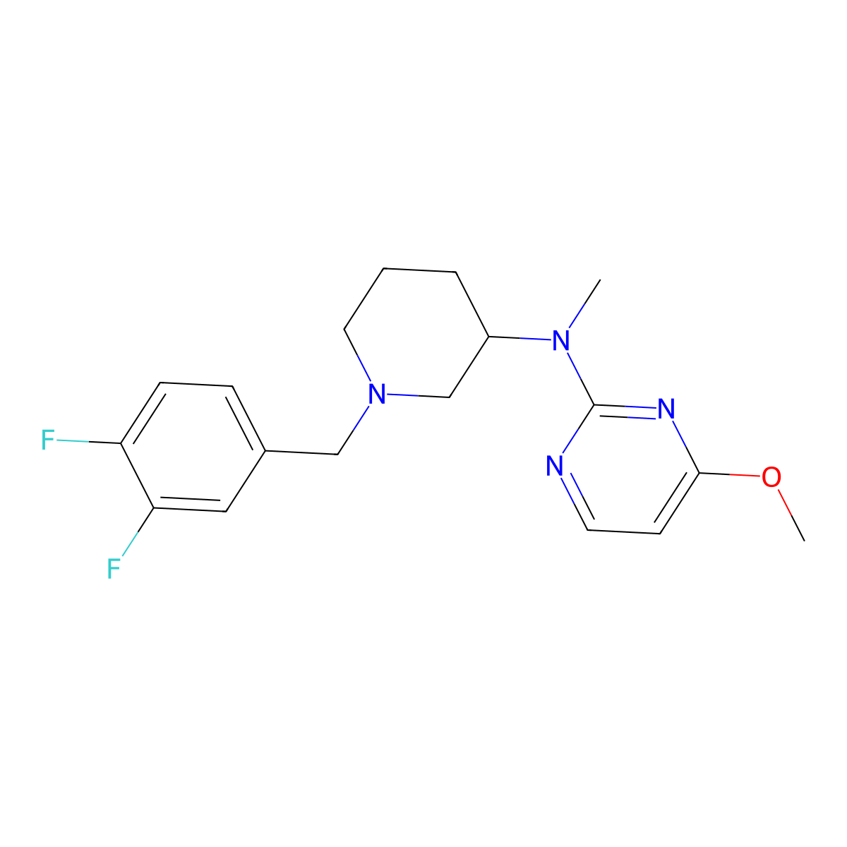 N-{1-[(3,4-difluorophenyl)methyl]piperidin-3-yl}-4-methoxy-N-methylpyrimidin-2-amine molecular structure, CAS 3030780-03-8