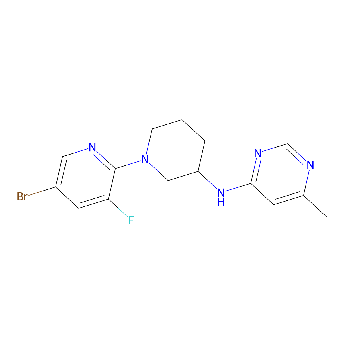 N-[1-(5-bromo-3-fluoropyridin-2-yl)piperidin-3-yl]-6-methylpyrimidin-4-amine molecular structure, CAS 3030780-08-3