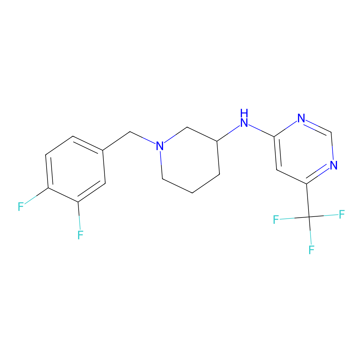 N-{1-[(3,4-difluorophenyl)methyl]piperidin-3-yl}-6-(trifluoromethyl)pyrimidin-4-amine molecular structure, CAS 3030780-13-0