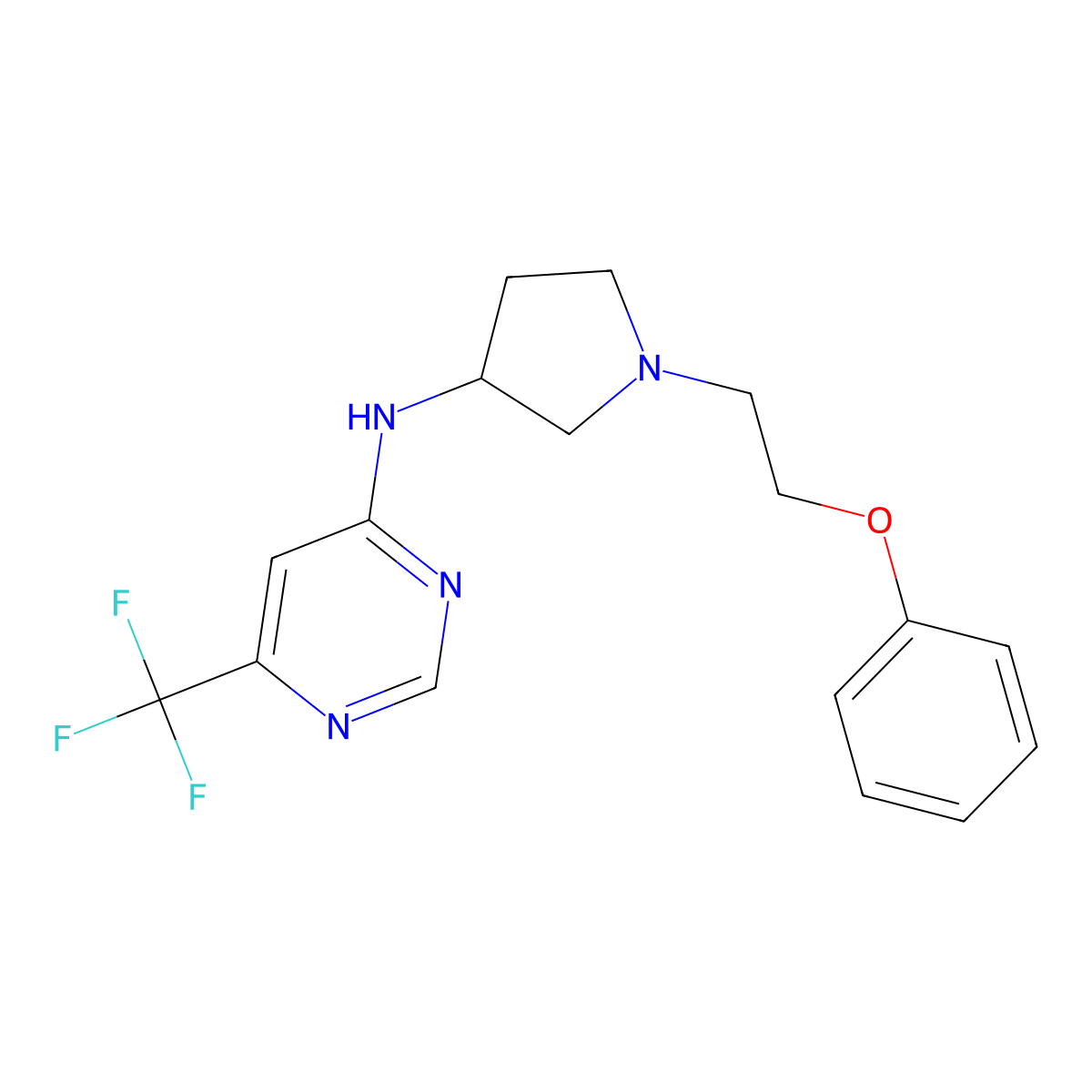 N-[1-(2-phenoxyethyl)pyrrolidin-3-yl]-6-(trifluoromethyl)pyrimidin-4-amine molecular structure, CAS 3030780-24-3