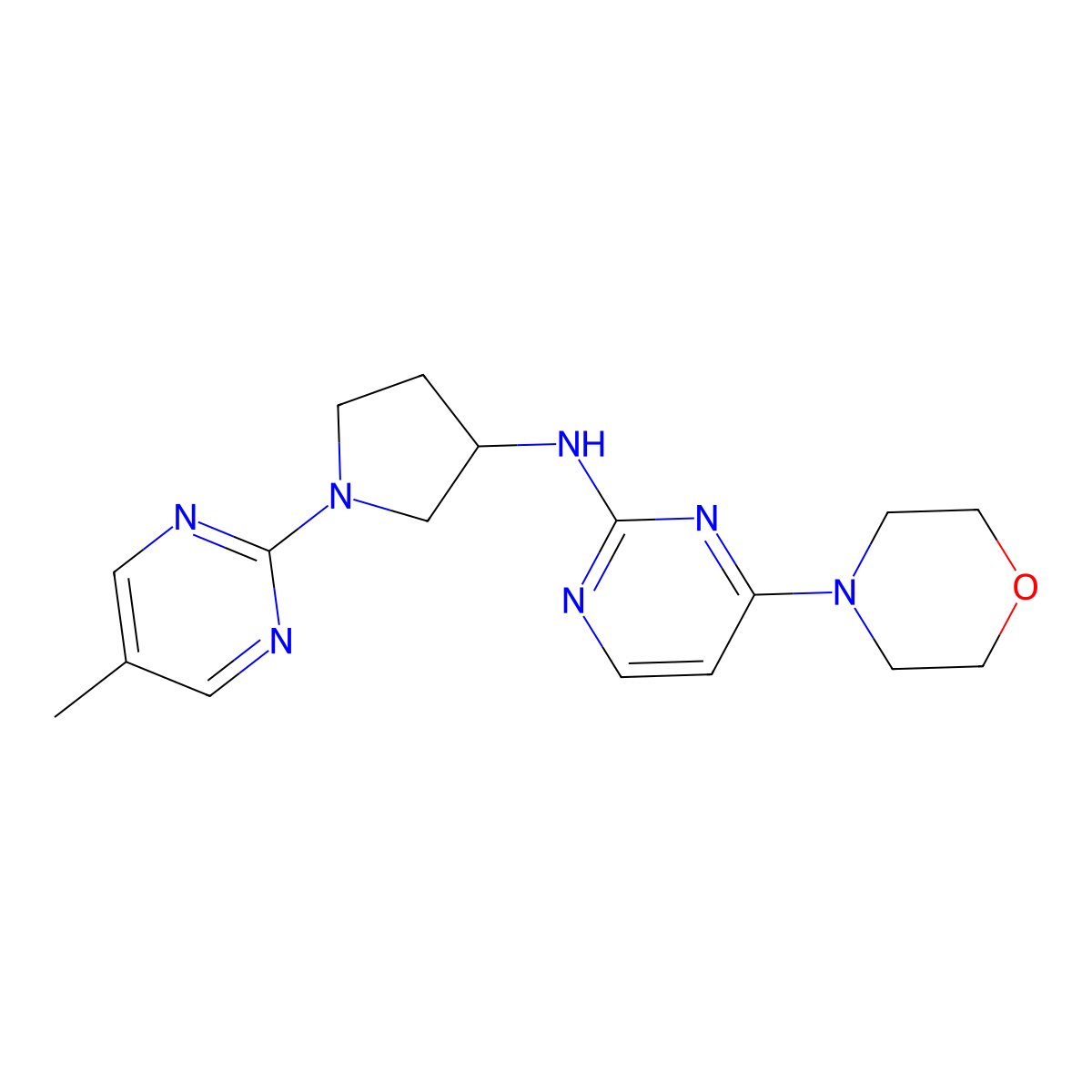 N-[1-(5-methylpyrimidin-2-yl)pyrrolidin-3-yl]-4-(morpholin-4-yl)pyrimidin-2-amine molecular structure, CAS 3030780-25-4