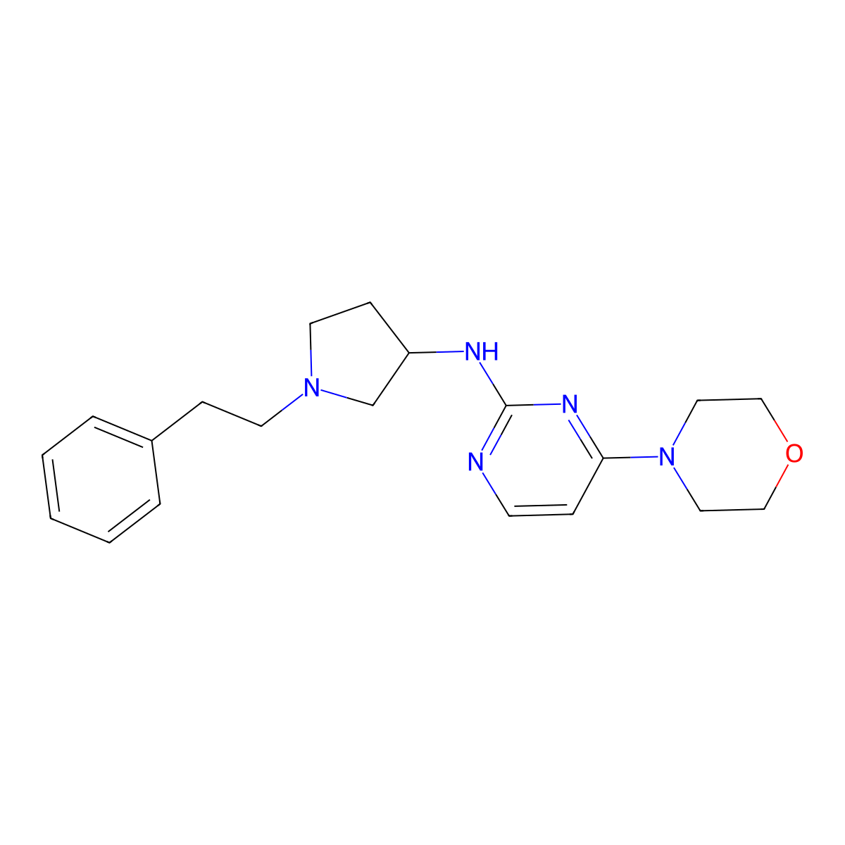 4-(morpholin-4-yl)-N-[1-(2-phenylethyl)pyrrolidin-3-yl]pyrimidin-2-amine molecular structure, CAS 3030780-30-1