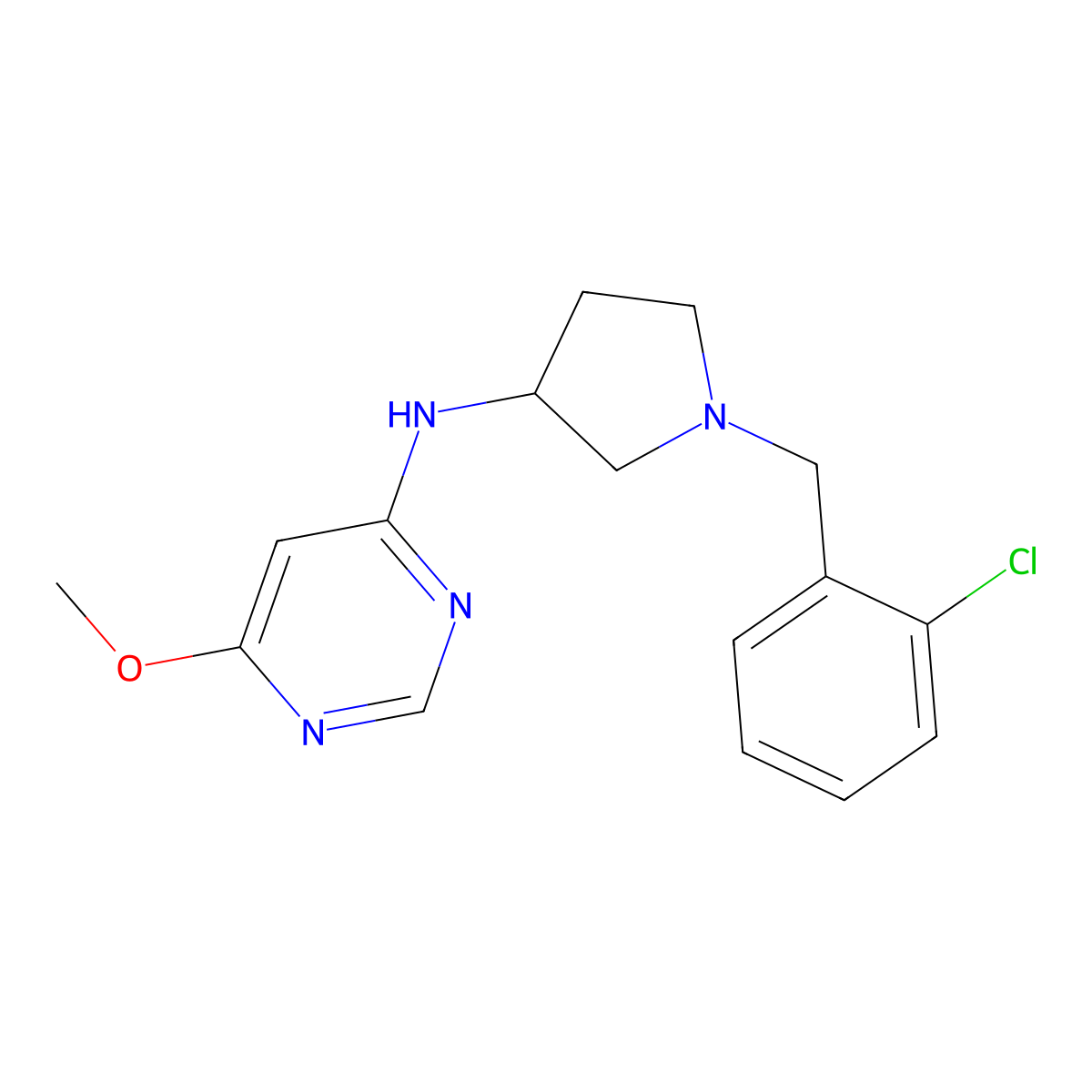 N-{1-[(2-chlorophenyl)methyl]pyrrolidin-3-yl}-6-methoxypyrimidin-4-amine molecular structure, CAS 3030780-32-3