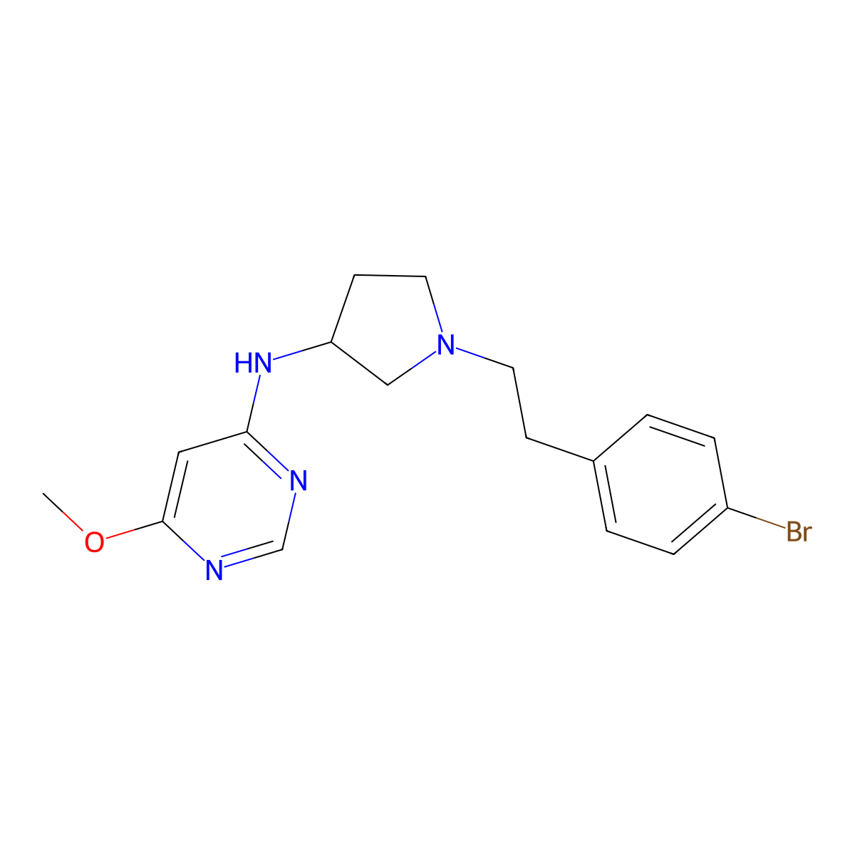 N-{1-[2-(4-bromophenyl)ethyl]pyrrolidin-3-yl}-6-methoxypyrimidin-4-amine molecular structure, CAS 3030780-33-4