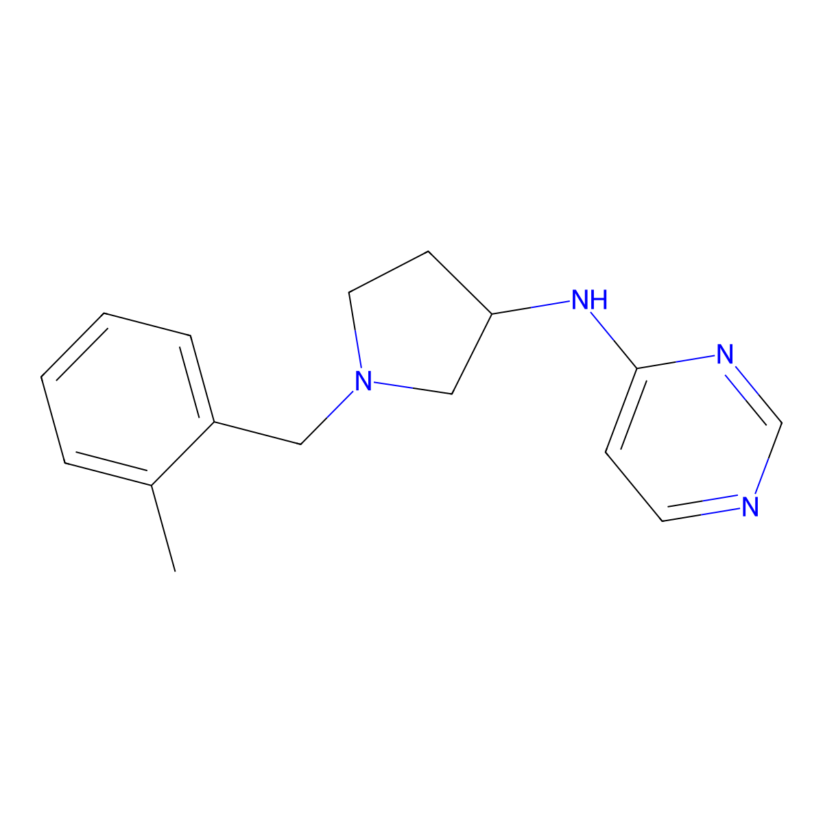 N-{1-[(2-methylphenyl)methyl]pyrrolidin-3-yl}pyrimidin-4-amine molecular structure, CAS 3030780-42-5