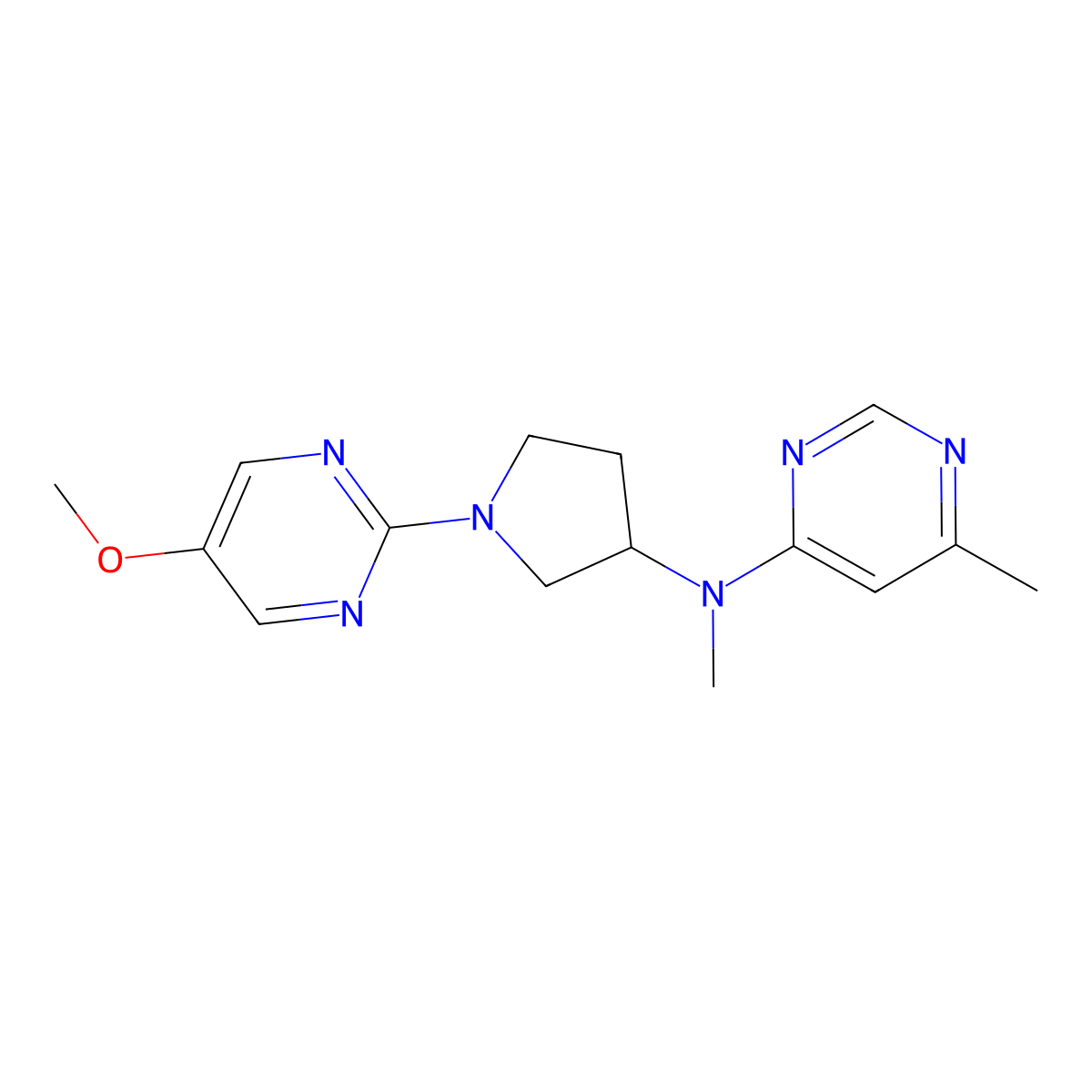 N-[1-(5-methoxypyrimidin-2-yl)pyrrolidin-3-yl]-N,6-dimethylpyrimidin-4-amine molecular structure, CAS 3030780-50-5