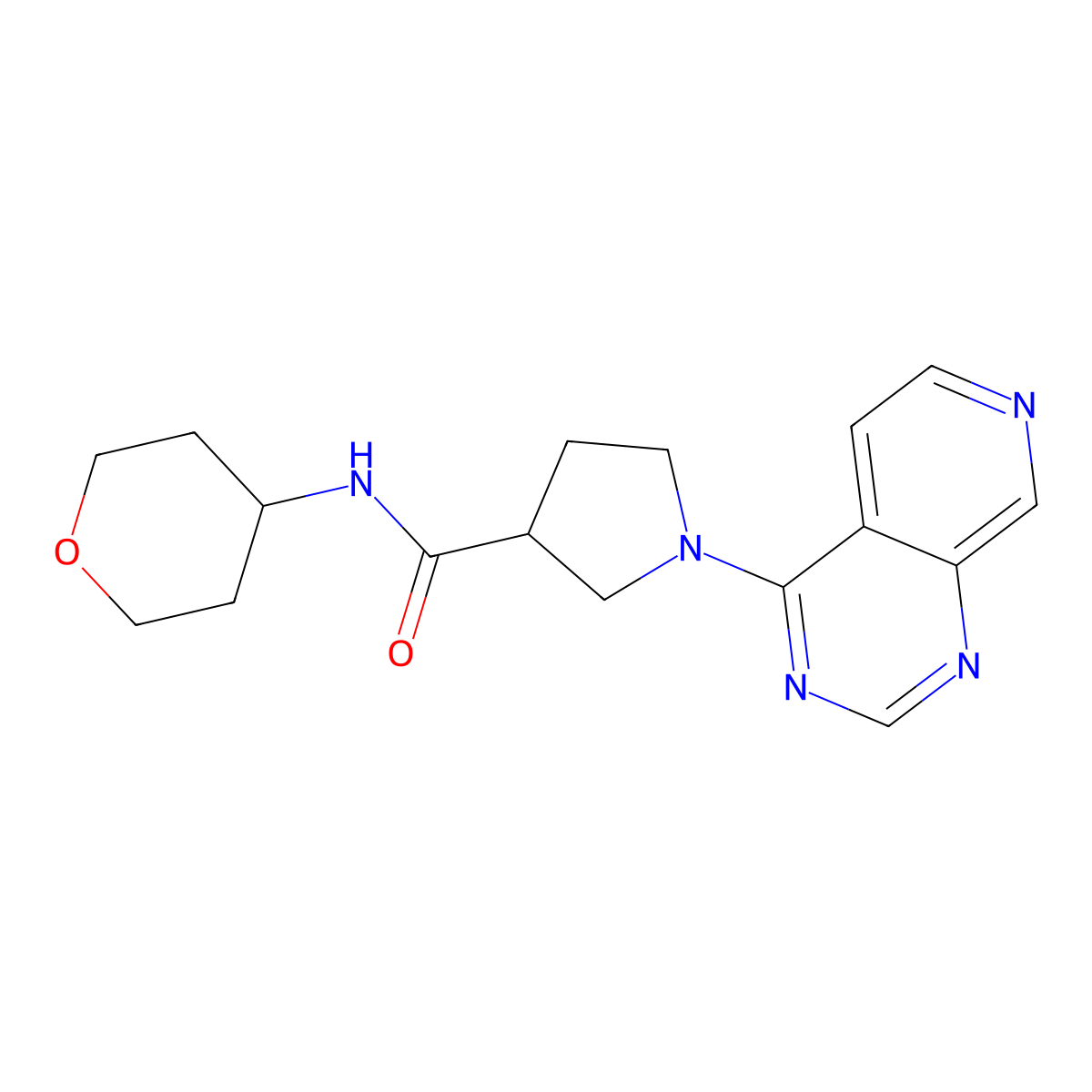 N-(oxan-4-yl)-1-{pyrido[3,4-d]pyrimidin-4-yl}pyrrolidine-3-carboxamide molecular structure, CAS 3030780-51-6