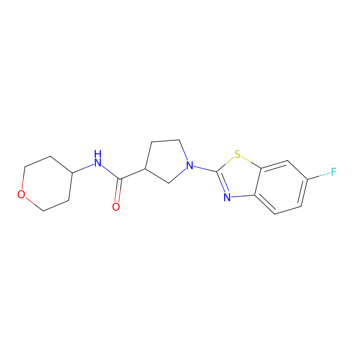 1-(6-fluoro-1,3-benzothiazol-2-yl)-N-(oxan-4-yl)pyrrolidine-3-carboxamide molecular structure, CAS 3030780-53-8