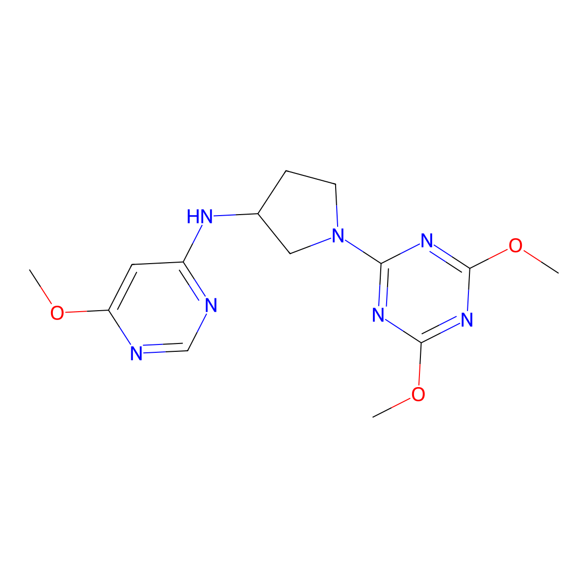 N-[1-(4,6-dimethoxy-1,3,5-triazin-2-yl)pyrrolidin-3-yl]-6-methoxypyrimidin-4-amine molecular structure, CAS 3030780-54-9