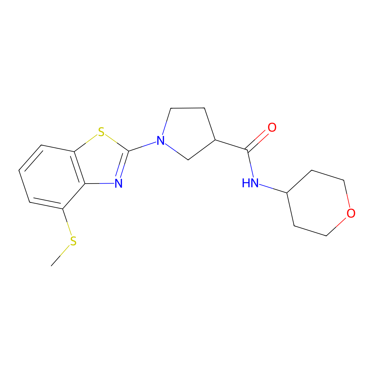 1-[4-(methylsulfanyl)-1,3-benzothiazol-2-yl]-N-(oxan-4-yl)pyrrolidine-3-carboxamide molecular structure, CAS 3030780-56-1