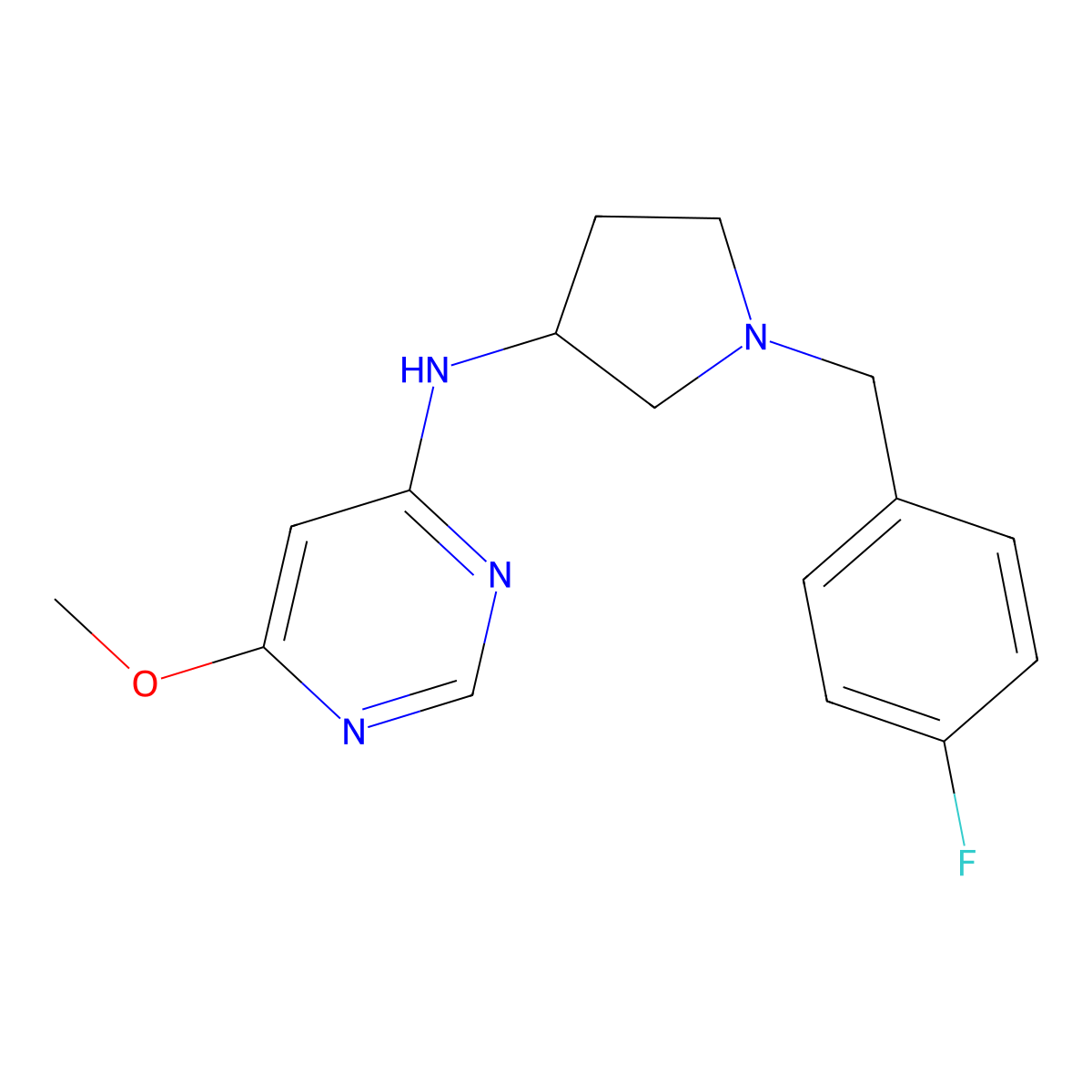 N-{1-[(4-fluorophenyl)methyl]pyrrolidin-3-yl}-6-methoxypyrimidin-4-amine molecular structure, CAS 3030780-57-2