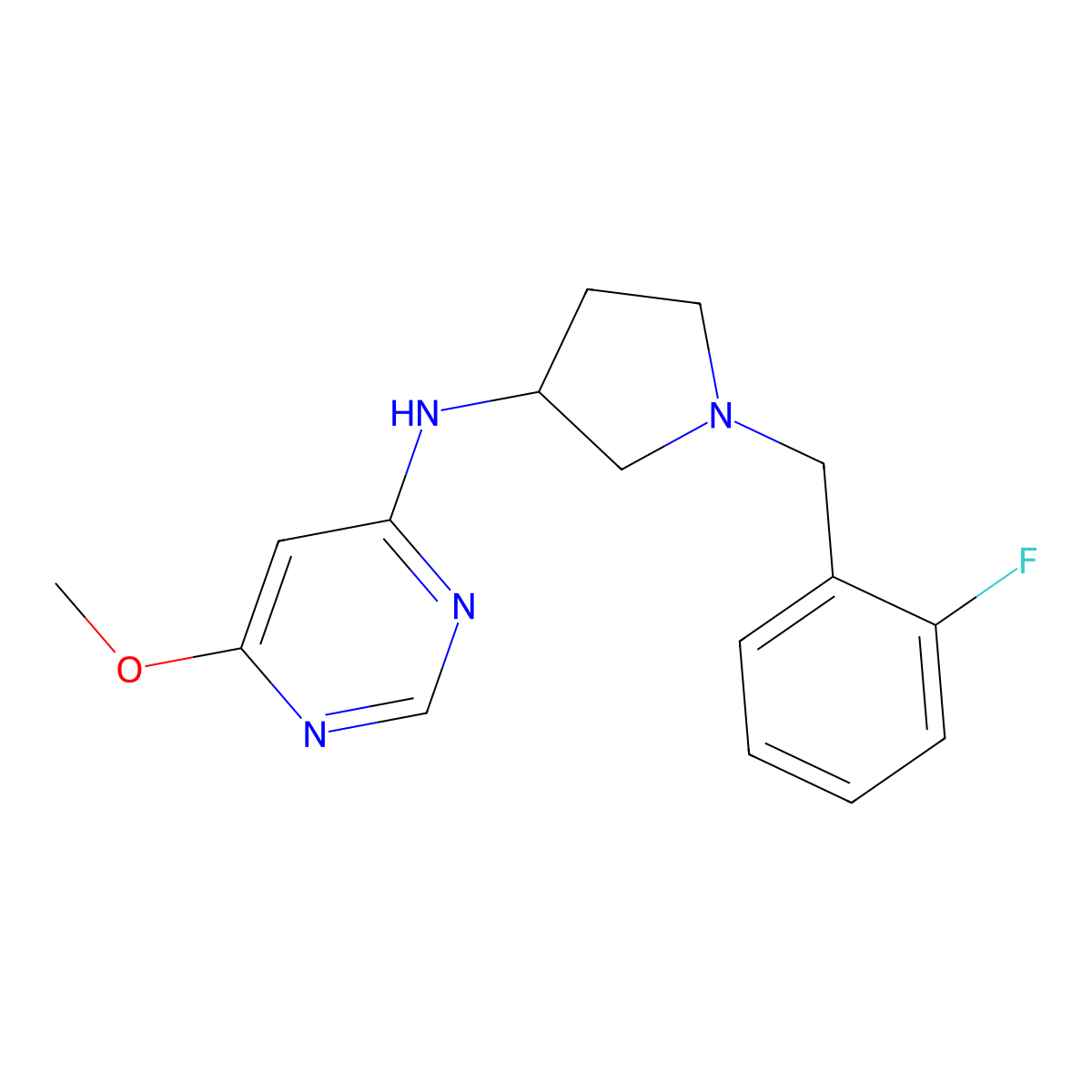 N-{1-[(2-fluorophenyl)methyl]pyrrolidin-3-yl}-6-methoxypyrimidin-4-amine molecular structure, CAS 3030780-58-3